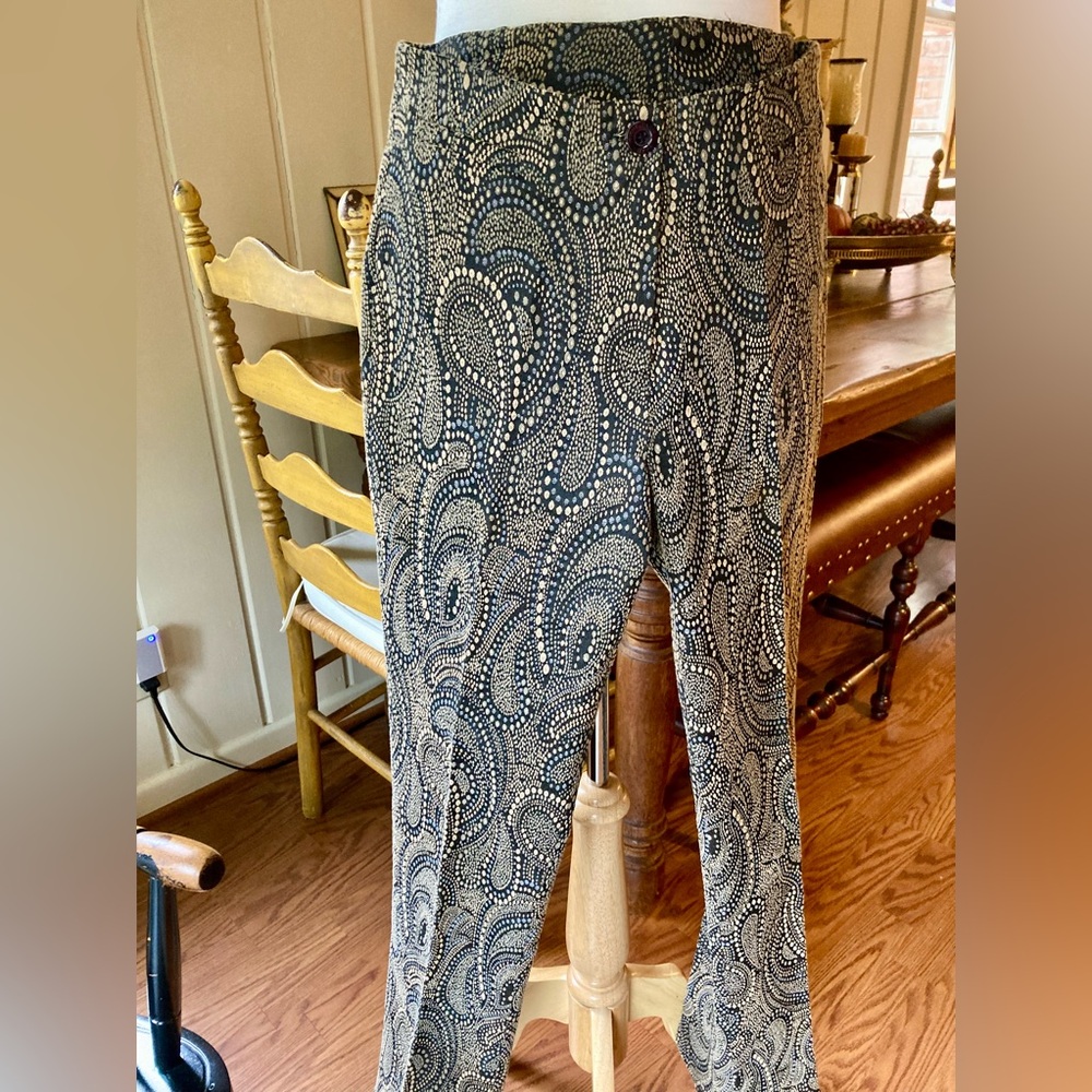 Vintage Signe Navy Print Stretch Pants 42/10
